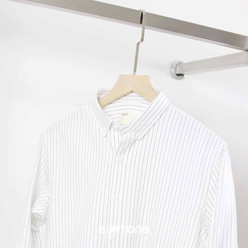 Sơ Mi Công Sở Kẻ Sọc Striped Cotton Màu Trắng Đen