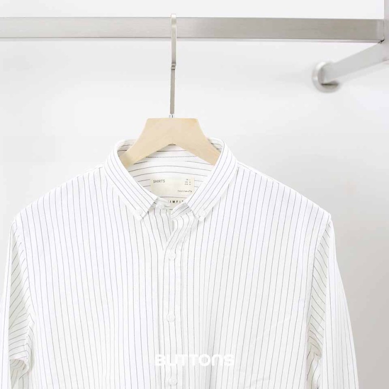 Sơ Mi Công Sở Kẻ Sọc Striped Cotton Màu Trắng Đen