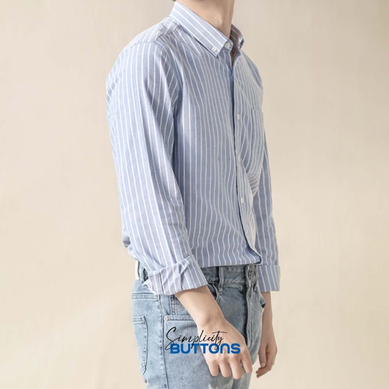 Sơ Mi Công Sở Kẻ Sọc Stripeed Cotton Màu Sọc Xanh SM_STRIPPED_004_Blue